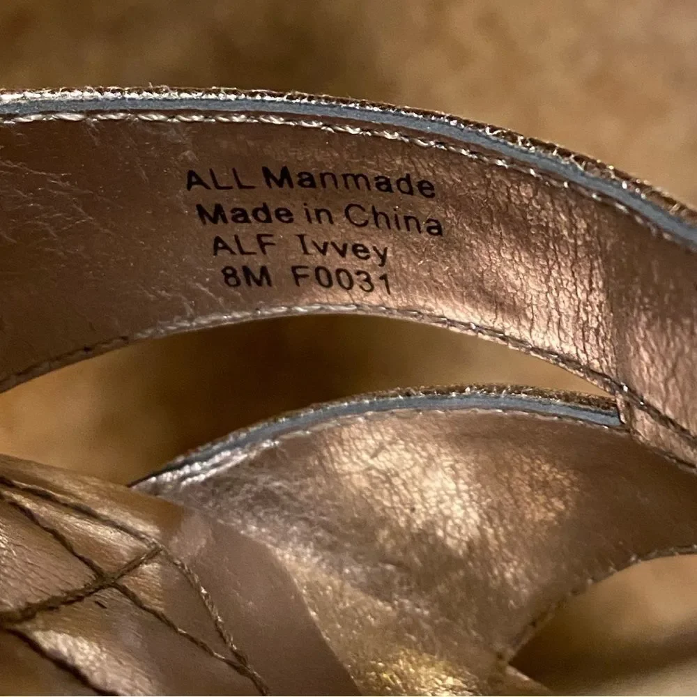 Alfani Step n Flex Ivvey gold sparkly strappy heeled‎ sandals